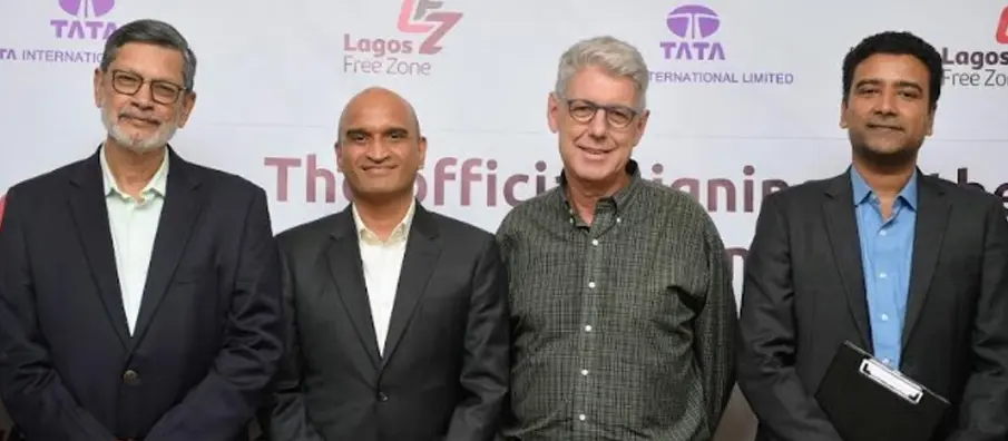 MD, Tata International Limited, Anand Sen; MD, Infrastructure and Fintech Business, Tolaram, Navin Nahata; MD, Tata Africa Holdings Property Limited, Len Brand and GM, Strategic Marketing, Lagos Free Zone, Tejaswi Avasarala at the official signing ceremony in Lagos