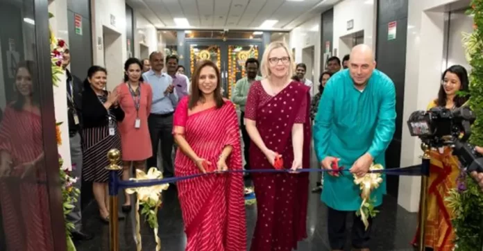 Avani Shah - Atmus India Global Capability Center Leader, Steph Disher - Atmus CEO, and Greg Hoverson - Atmus CTO attend inauguration, cutting the ribbon to signify the occasion