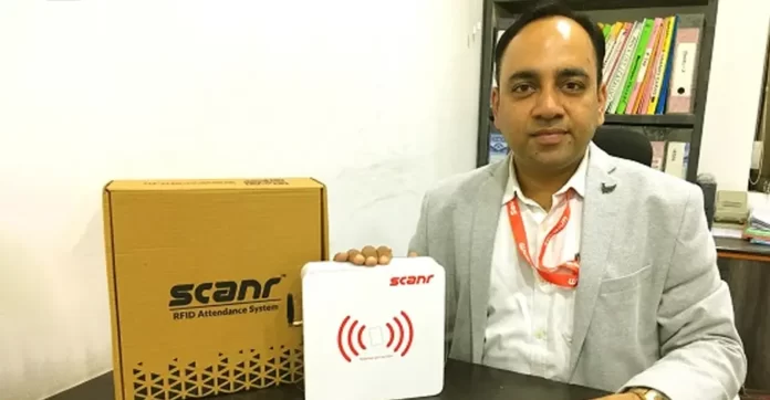 Vinay Modi, CEO & Co-founder, SevenM Technologies at the launch of scanr - RFID/QR Attendance System