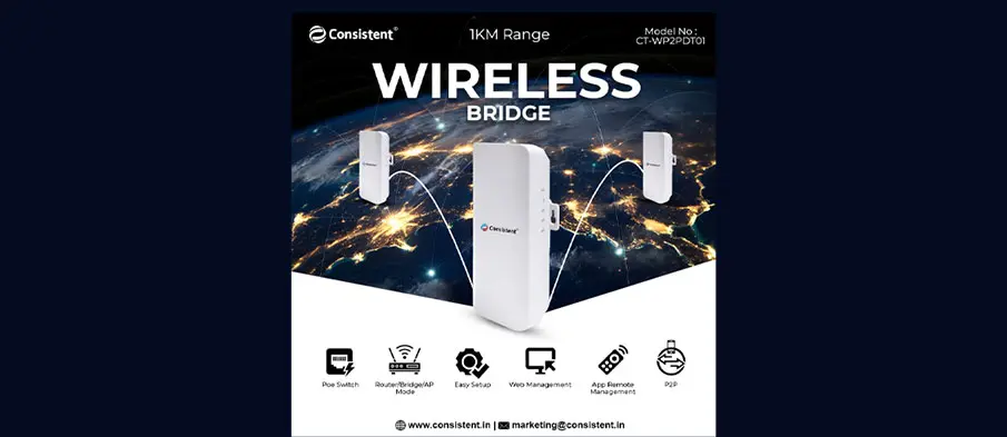 Consistent Launches Wireless Bridge with 1Km Range for Reliable, Hassle-Free Connectivity